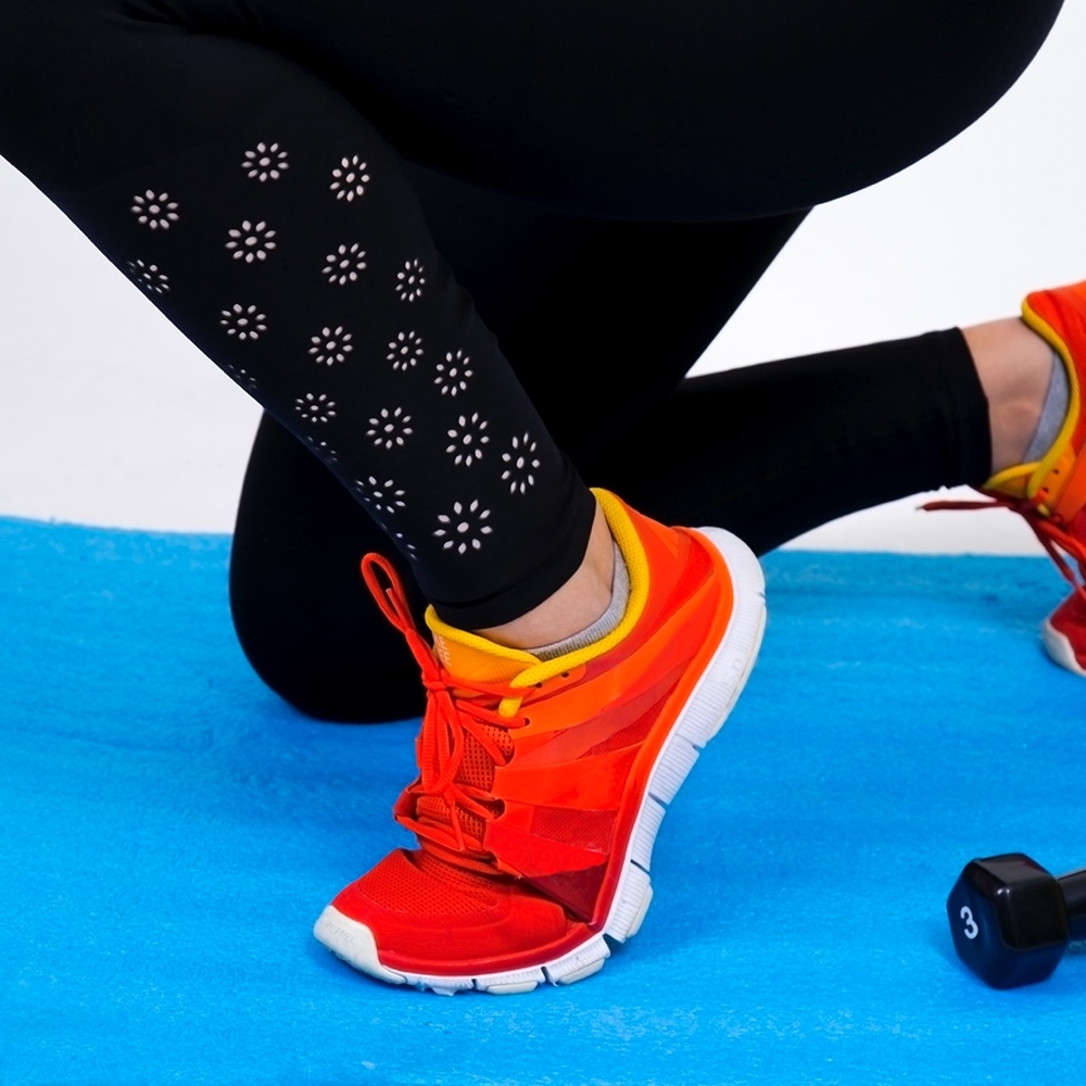 Black Leggings with laser cut Flowers